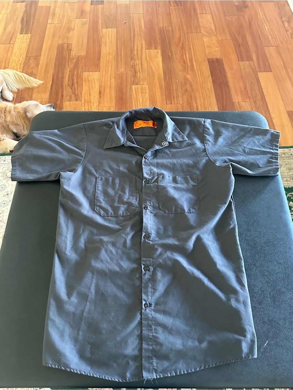 Red Kap Men's Short-Sleeve Button-Up Shirt in Charcoal Size Medium